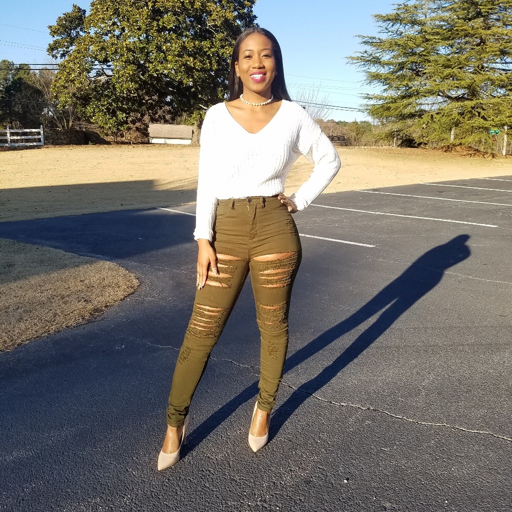 Olive green jeans